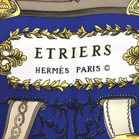 046183P (S2) Hermes Scarf Etriers Carre 90 Multicolor Silk 100% - Picture 7 of 9